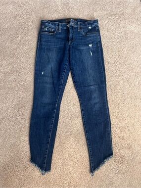 Joe's Jeans Dark Blue Distressed Skinny - Asymmetrical Frayed Hem